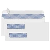 500#8 Self Seal Business Envelopes, PANDRI No.8 Double Window Design for Business and Quickbooks Check(invoice not fit), Documents Secure Mailing - Number 8 Size 3 5/8 X 8 11/16-24LB
