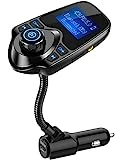Nulaxy Wireless in-Car Bluetooth FM Transmitter Radio Adapter Car Kit W 1.44 Inch Display Supports TF/SD Card and USB Car Charger for All Smartphones Audio Players-KM18