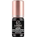 7-8 Weeks Retention/Eyelash Extension Glue Volume Advanced Ultra+ LONRIS Lash 5 ml/1-2 Sec Drying time/Maximum Bonding/Semi-Permanent Extensions Supplies/Professional Use Only Black Adhesive