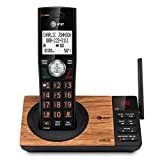 AT&T CL82167 Cordless Phone with Answering Machine, Call Blocking, Caller ID Announcer, Intercom and Long Range, Black & Wood Grain Finish