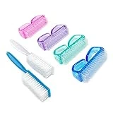 6 Pack Handle Grip Nail Cleaning Brush, Qeedy Fingernail Brush Cleaner Scrub Brush Kit for Toes Shower and Women & Men & Kids (Color A)