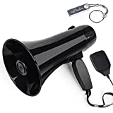 MyMealivos 35 Watt Power Portable Megaphone Speaker PA Bullhorn with Detachable Handheld Microphone, Built-in Siren, USB Flash Drive & 240S Recording (Black)