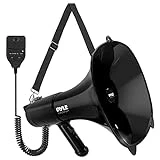 Pyle 100-Watt Square Megaphone Bullhorn, Lightweight and Portable Loudspeaker Horn with Aux (3.5mm) Input for MP3/Music, Automatic Siren, Whistle, MIC/Talk (Black), 1500 Square Yards Projection Range