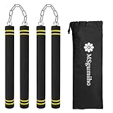 MSGumiho Nunchucks Safe Foam Rubber Training Nunchucks Nunchakus with Steel Chain for Kids Adults & Beginners Practice and Training (1Black+1Black)