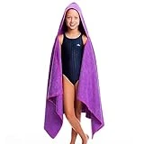 Flow Quick Dry Swim Towel with Hood - Microfiber Hooded Towel for Competitive Swimming and Other Water Sports (Purple)