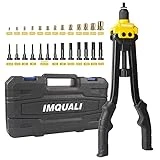 IMQUALI Rivet Nut Tool, 17' Rivet Nut Tool Set with 13 Metric & SAE Mandrels M4 M5 M6 M8 M10 M12, 8-32, 10-24, 1/4-20 * 2, 5/16-18, 3/8-16, 1/2-13, 130pcs Nuts, Durable Blow Molded Case, IMQ-900