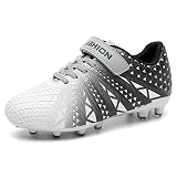 ASHION Unisex-Kids Soccer Cleats for Boys Girls Turf Firm Ground No-Tie Football Shoes Durable
