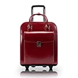 McKleinUSA W Series, LA Grange, Top Grain Cowhide Leather, 15' Leather Vertical Patented Detachable -Wheeled Ladies' Laptop Briefcase, Red (96496), 12 x 2.5 x 15 inches