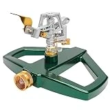 Hourleey Pulsating Impact Sprinkler with Metal Base, Heavy Duty Circular Zinc Alloy Sprinkler with Sprinkler Head, Garden Hose Sprinklers System for Large Area Lawn Yard Garden