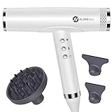 Slopehill Professional Ionic Hair Dryer, High Speed Salon Blow Dryer with Brushless Motor, Fast Drying Hairdryer with Rotating Diffuser, Lightweight Hair Blow Dryer for Curly Hair 2000 Watt (White)