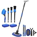 Mionyl Car Wash Brush Mop Kit, Car Care Cleaning Tool Set Including Chenille Washing Mop with Long Handle and Squeegee, Detailing Brush Set, Microfiber Sponges, Tire/Wheel Brush, for Car RV SUV Truck