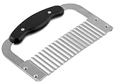 HIC Kitchen Crinkle-Cut Wave Slicer French Fry Vegetable Cutter, Stainless Steel Blade, Wavy Veggie Chopper, Potato Chip Slicer, Pickle Chip Maker, Salad Garnishing Tool, Dishwasher Safe