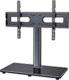 Swivel Universal TV Stand Mount for 37-80 Inch LCD OLED Flat/Curved Screen TVs up to 99lbs-Height Adjustable Table Top TV Stand/Base with Tempered Glass Base & Wire Management, VESA 600x400mm-PSTVS21