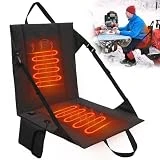 Heated Stadium Seat Cushion Pad Cordless Rechargeable 149F USB Battery Heated Bleacher Cushion Portable Heating Pad with Backrest Heating for Outdoor Camping, Fishing - 3 Heat Settings (NO Power Bank)