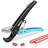 SHALL PEX Pipe Cutter, Cuts up to 1-3/8’’, Fast Tubing Cutter for PEX, Plastic Hoses, PVC, CPVC, PP-R, PE (Thin), etc., Aluminum Alloy Pipe Cutting Tool with Stainless Steel Blade for Clean Cut