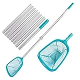 U.S. Pool Supply 11.5 Foot Swimming Pool Leaf Skimmer Net with Telescopic Aluminum Pole, 8 Sections - 6' Deep Ultra Fine Mesh Netting Basket, Remove Finest Debris, Adjustable Length, Clean Spas, Ponds