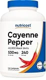 Nutricost Cayenne Pepper 530mg, 240 Capsules - 40,000 Heat Units, Gluten Free, Non-GMO