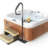 Hot Tub Handrail Hot Tub Hand Rail 56 inches Slide Under Mount Hot Tub Rail with Swivel Food Tray and Cushioned Handle for Indoor Outdoor Use 600lb Capacity Rustproof Spa handrails