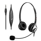 Arama Cell Phone Headset w/Lightweight Secure-Fit Headband, Pro Noise Canceling Mic and in-line Controls 3.5mm Headset for iPhone, Samsung, LG, HTC, BlackBerry Mobile Phone and iPad Tablets (A602MP)