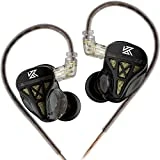 KZ DQS Dynamic Driver Semi-Open HiFi Sound in-Ear Headphones/Earphones/Earbuds, KZ Extra Bassy Drummer in Ear Monitor Headset (Black, Without Mic)