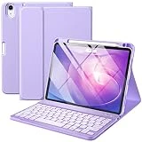 Harvopu iPad Air 5th 4th Generation Case with Keyboard 10.9 Inch, Slim Folio Keyboard Cover with Pencil Holder for iPad Air 5th Gen 2022/Air 4th Gen 2020, Detachable Backlit Keyboard (Purple)