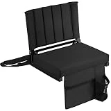 Besunbar 1pcs Stadium Seat for Bleachers with Back Support and Wide Padded Cushion Stadium Chair - Includes Shoulder Strap and Cup Holder, Black