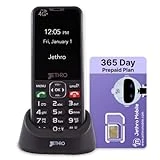 Jethro SC490 4G Unlocked Senior Cell Phone/Plan 1-Year Unlimited Talk & Text, SIM Card Included, Easy-to-Use for Elders and Kids, Big Screen and Buttons, FCC Certified