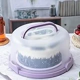 SETLUX 10in Plastic Cake Carrier with Handle, Round Cake Holder with Lid Pink Cake Container for 6in/8in/10in Cake(purple)