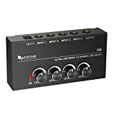 FIFINE Ultra Low-Noise 4-Channel Line Mixer for Sub-Mixing,4 Stereo Channel Mini Audio Mixer with AC adapter.Ideal for Small Club or Bar. As Microphones,Guitars,Bass,Keyboards or Stage Sub Mixer-N5