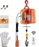 VEVOR 3-in-1 Hoist, 1100lbs Portable Electric, 1500W 110V Power Winch Crane, 25ft Height, w/Wire and Wireless Remote Control, Overload Protection for Lifting Towing, Orange