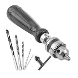 YAGSUW Hand Drill Bits Set 7 in 1 Manual Tool Pin Vises with Chuck Key & 5pcs Twist Drill Bits for Wood, Jewelry, Delicate Manual Work, Electronic Assembling and Model Making, DIY Drilling