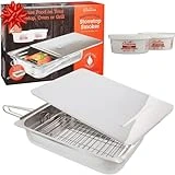 Camerons Large Stovetop Smoker - Stainless Steel BBQ Smoker Box w/Hickory & Oak Wood Chips & Recipe Guide - Indoor Outdoor Use - Great for Smoking Christmas Dinner- XMas Barbecue Grilling Gift for Men