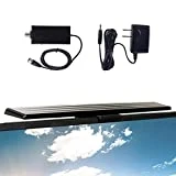 GE Amplified HD Digital TV Antenna, Long Range Smart TV Antenna, Easy Mount on Top Design, Supports 4K 1080P HDTV VHF UHF, Indoor Amplified Signal Booster, 5ft Coax HDTV Cable/AC Adapter, 37075