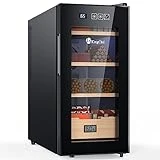 KingChii 26L Electric Cigar Humidors Cooling, Heating Control System, Electronic Humidor Cabinet with Spanish Cedar Wood Shelves & Hygrometer Gifts For Men - Father Day Gifts (4 Layers 200 Capacity)