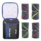 Monster 4 Pack Microfiber Camping Towel Quick Dry,Super Absorbent Travel Towel Portable Microfiber Swim Towel with Waterproof Towel Bag, Lightweight Boat Towel for RV Sport Gym Beach Pool Family Trip