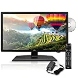 Pyle 24 Inch 1080p LED RV Television - Slim Flat Screen Monitor FHD Small TV w/HDMI, RCA, Multimedia Disk/DVD Combo, 12/24 Volt Car Adapter, Wall Mount, Works w/Mac PC, Includes Remote Control,Black