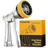 FANHAO Garden Hose Nozzle Sprayer, 100% Heavy Duty Metal Water Hose Sprayer with 7 Spray Patterns, High Pressure Spray Nozzle for Watering Plants & Lawns, Washing Cars & Pets