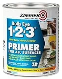 Rust-Oleum ZINSSER 1 qt 02004 White, Bulls Eye 1-2-3 Water-Based Stain Blocking Primer/Sealer