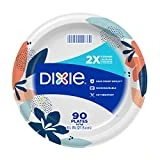 Dixie Paper Plates, 8 1/2 inch, Dinner Size Printed Disposable Plate, 90 Count