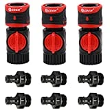 Eden 93218 Premium Garden Connect with Shutoff Valve and Water Stop & Lock Feature Quick Release Kit Hose Fittings and Adapters, (3 Sets/ 9 Pc)