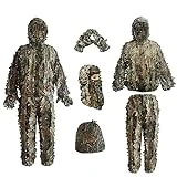 LYLPYHDP Ghillie Suit, Men's camo Suit for Hunting, Adult Camouflage Hunting Suit Hooded Equipment, 3D Maple Leaf Suit Clothes and Pants, Used for Jungle Hunting, Photography Turkey Leaf Suit.