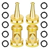 AUTOMAN Brass Hose Nozzle - High Pressure Jet Nozzle 4 Count (2 Set), Heavy Duty Water Hose Sprayer Sweeper with Hose Shutoff Valve, 3/4” GHT Nozzles for Garden Hose, Car Wash, Extra 10 Rubber Washers