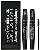 3D Lash Fiber Mascara DARK BROWN - Water Resistant, Lengthening Tubing Mascara for Volume - Gel & Dry Fibers - Non Toxic, Hypoallergenic by Simply Naked Beauty