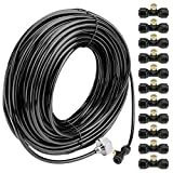 Misting Cooling System 98.4FT (30M) Misting Line + 50 Brass Mist Nozzles + 45 T-Connectors + 1 Faucet Adapters (3/4') Outdoor Mister for Patio Garden Greenhouse Trampoline for Waterpark