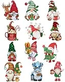 RINOLY 12Pcs Gnome Christmas Magnets for Fridge,Christmas Gnome Refrigerator Magnets Decoration,Gnome Magnet for Door Refrigerator Mailbox Garage Metal Door Decor