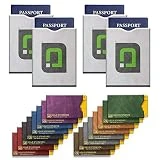 ID STRONGHOLD - RFID Blocking Leather Look Shielded Sleeves in colors, Set of 20 (16 Credit Card Sleeves + 4 Passport Sleeves) - Anti RFID Identity Theft Protection