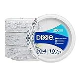 Dixie 10 Inch Paper Plates, Dinner Size Printed Disposable Plate, 204 Count (3 Packs of 68 Plates)