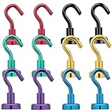 12Pack Magnetic Hooks for Cruise Cabins ,Magnet Hooks for Fridge Hanging Heavy Duty 25LB Colorful Magnets with Hooks Strong Cruise Magnetic Hanger Hook for Refrigerator Grill Tools Pot Holders Locker
