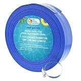 U.S. Pool Supply 1-1/2' x 100' Heavy Duty Blue Flexible Swimming Pool Backwash Hose with Hose Clamp