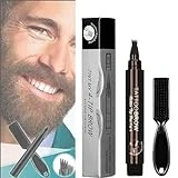 Waterproof Beard Filling Pen Kit, Beard Pencil Filler for Men Black, Magical Precise Waterproof Brow Pen, Beard Pen for Men, Beard Filler for Men (Natural Black)
